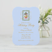 Elegant French Horn Christmas Light Blue Flat Card (スタンド正面)
