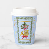 Elegant French Horn Christmas Light Blue Paper Cup 紙コップ (裏面)