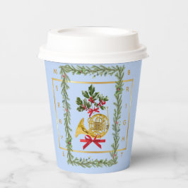 Elegant French Horn Christmas Light Blue Paper Cup 紙コップ