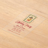 Elegant French Horn Christmas Maroon アクリル招待状 (レイダウン)