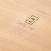 Elegant French Horn Christmas Mauve アクリル招待状 (レイダウン)