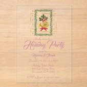 Elegant French Horn Christmas Mauve アクリル招待状 (正面)