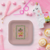 Elegant French Horn Christmas Mauve ペーパープレート (パーティー)