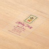 Elegant French Horn Christmas Purple アクリル招待状 (レイダウン)