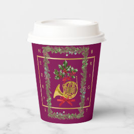 Elegant French Horn Christmas Purple 紙コップ