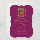 Elegant French Horn Christmas Purple Flat Card (正面)