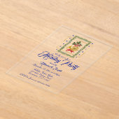 Elegant French Horn Christmas Royal Blue アクリル招待状 (レイダウン)