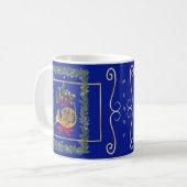 Elegant French Horn Christmas Royal Blue コーヒーマグカップ (正面左)