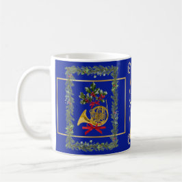 Elegant French Horn Christmas Royal Blue コーヒーマグカップ