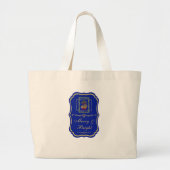 Elegant French Horn Christmas Royal Blue Emblem  ラージトートバッグ (正面)