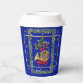 Elegant French Horn Christmas Royal Blue Paper Cup 紙コップ (裏面)