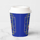 Elegant French Horn Christmas Royal Blue Paper Cup 紙コップ (右)