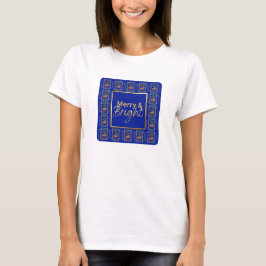 Elegant French Horn Christmas Royal Blue T-Shirt Tシャツ