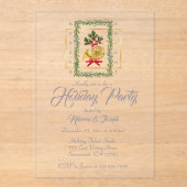 Elegant French Horn Christmas Taupe アクリル招待状 (正面)