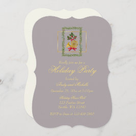 Elegant French Horn Christmas Taupe Card