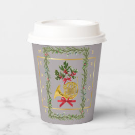 Elegant French Horn Christmas Taupe Paper Cup 紙コップ