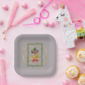 Elegant French Horn Christmas Taupe Paper Plate ペーパープレート (パーティー)