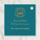 Elegant French Horn Christmas Teal フェイバータグ (裏面)