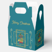 Elegant French Horn Christmas Teal フェイバーボックス (オープン)