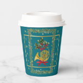 Elegant French Horn Christmas Teal Paper Cup 紙コップ (裏面)