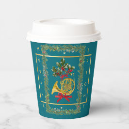 Elegant French Horn Christmas Teal Paper Cup 紙コップ
