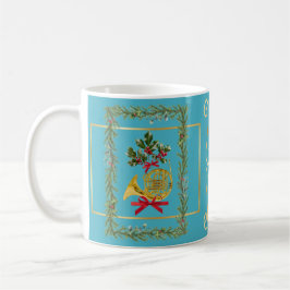 Elegant French Horn Christmas Turquoise コーヒーマグカップ
