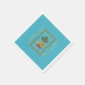 Elegant French Horn Christmas Turquoise Paper スタンダードカクテルナプキン (角)