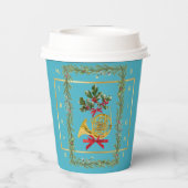 Elegant French Horn Christmas Turquoise Paper Cup 紙コップ (裏面)