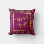 Elegant French Horn Christmas Wine Throw Pillow クッション (正面)