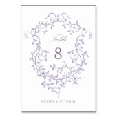 Elegant French Lavender Floral Crest  テーブルナンバー (正面)