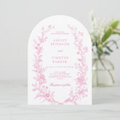 Elegant French Pink Toile Floral Wedding  招待状 (スタンド正面)