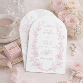 Elegant French Pink Toile Floral Wedding  招待状