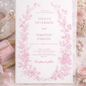 Elegant French Pink Toile Floral Wedding  招待状