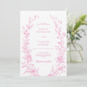 Elegant French Pink Toile Floral Wedding  招待状 (スタンド正面)