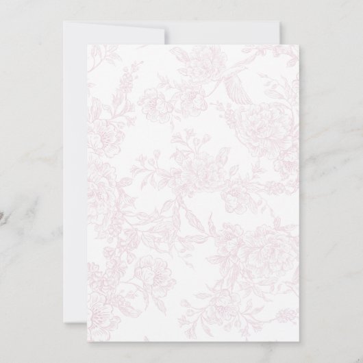 Elegant French Pink Toile Floral Wedding  招待状 (裏面)