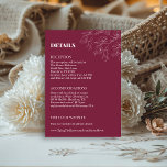 Elegant French Soft Blue Vintage Wedding エンクロージャーカード<br><div class="desc">Cranberry Contemporary Floral Wedding Enclosure Details Card. This invitation exudes an elegant vibe with a rich cranberry backdrop and intricate white blooms that evoke refinement and timelessness. Suitable for both modern and traditional weddings.</div>