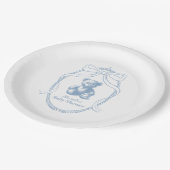 Elegant French Teddy Bear  Baby Shower ペーパープレート (アングル)