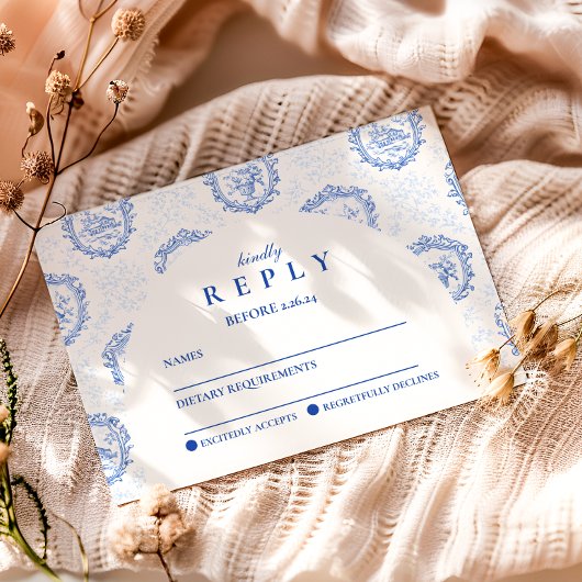 Elegant French Toile Graduation Party 出欠カード