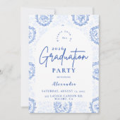 Elegant French Toile Graduation Party 招待状 (正面)