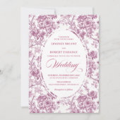 Elegant French Toile Rose Pattern Wedding Invite 招待状 (正面)