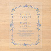 Elegant French Victorian Dusty Blue Wedding  アクリル招待状 (正面)