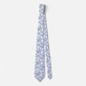 Elegant French Vintage Blue Floral ネクタイ (正面)