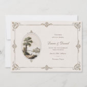 Elegant French Vintage Chateau Horizontal Wedding  招待状 (正面)