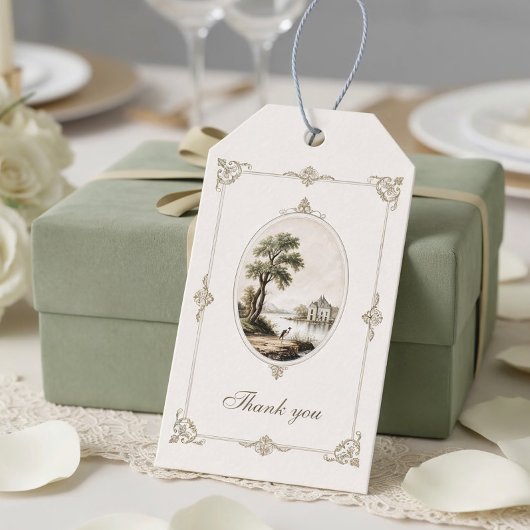Elegant French Vintage Chateau Wedding Gift Tag ギフトタグ