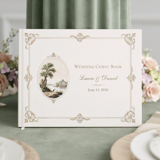 Elegant French Vintage Chateau Wedding Guest Book ゲストブック