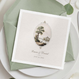 Elegant French Vintage Chateau Wedding Napkin スタンダードカクテルナプキン