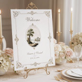 Elegant French Vintage Chateau Wedding Poster ポスター