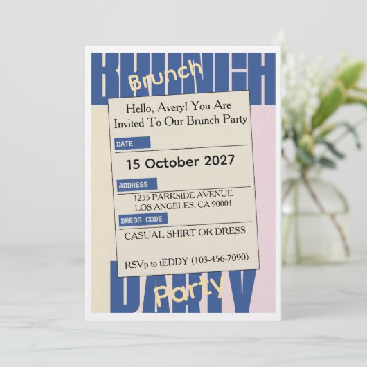 Elegant Friday Brunch Invitation – Modern 招待状 (スタンド正面)