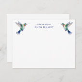 Elegant From the Desk of Personalized Hummingbird ノートカード (正面/裏面)