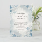 Elegant Frost Blue Winter Botanical Wedding 招待状 (スタンド正面)